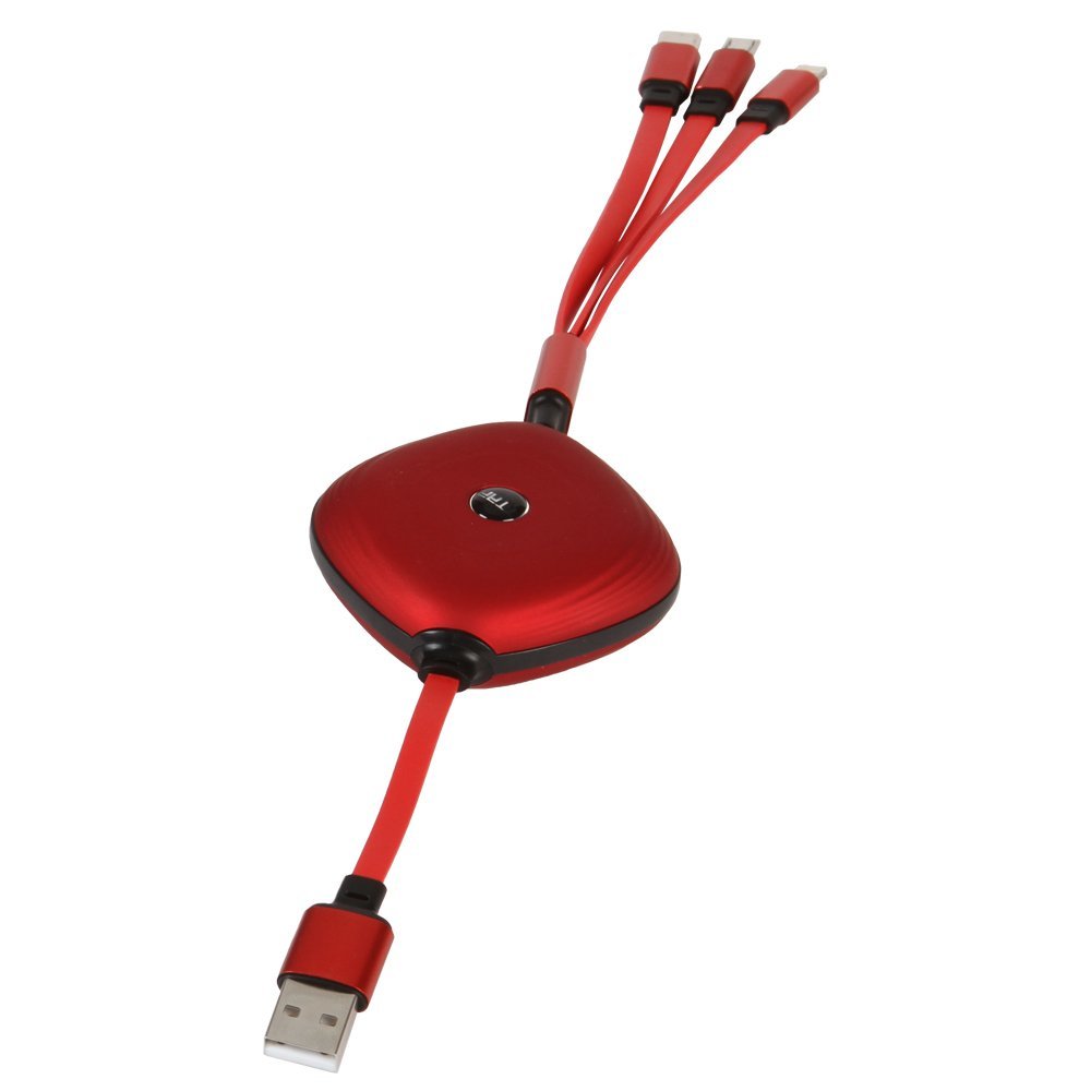 3 in 1 Reel Red Charging Cable
