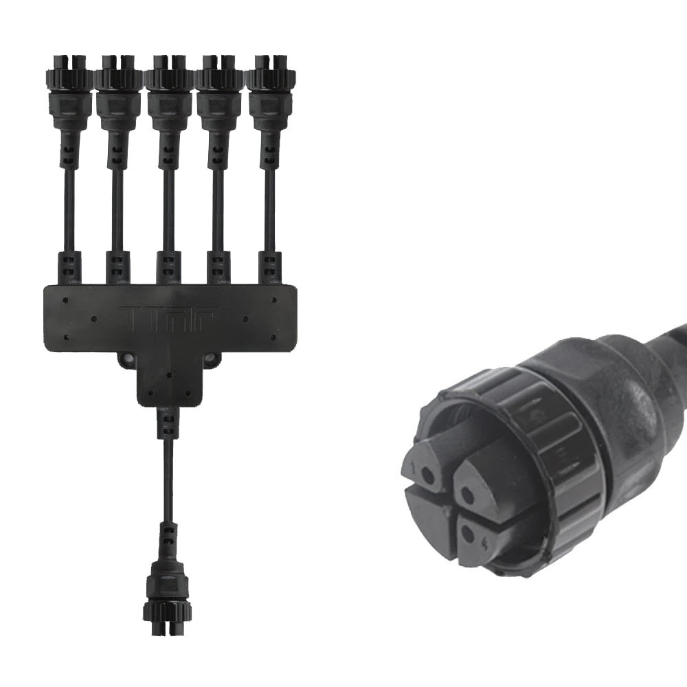 3 Pin Female Pluggable Field Assembly 1 In 5 Out Electrical Splitter