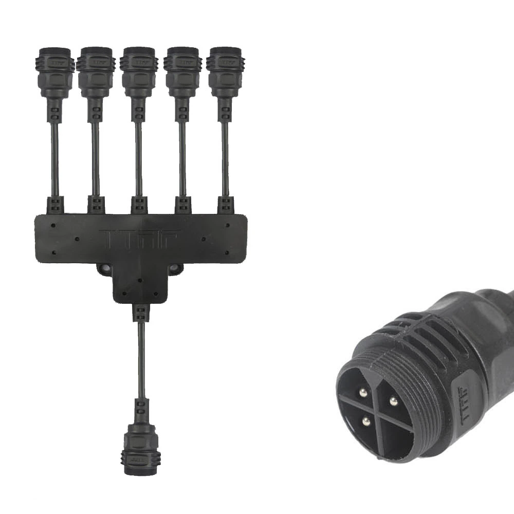 3 Pin Male Pluggable Field Assembly 1 In 5 Out Electrical Splitter