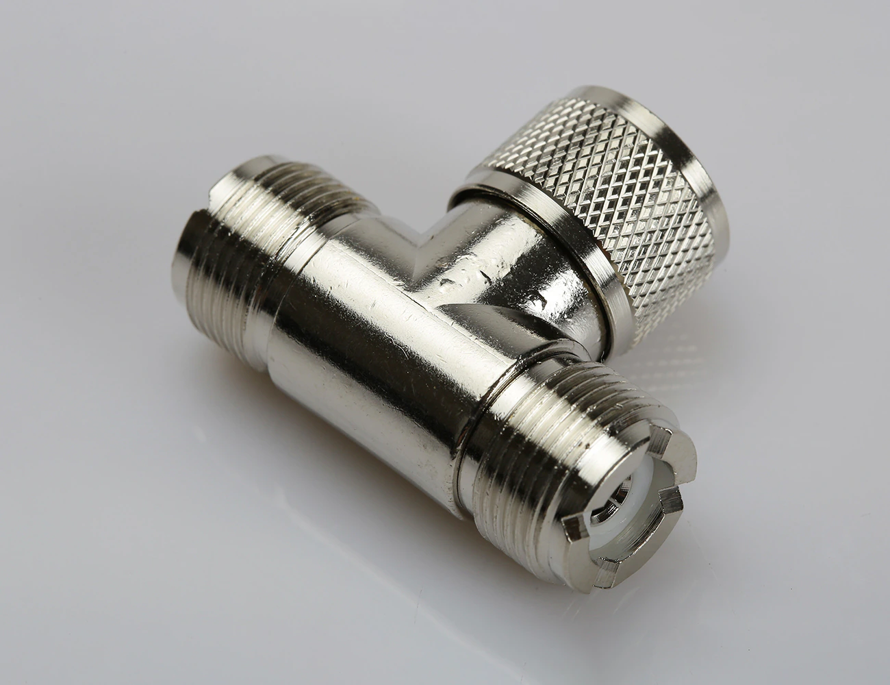 UHF Double Female to Male T Adaptor
