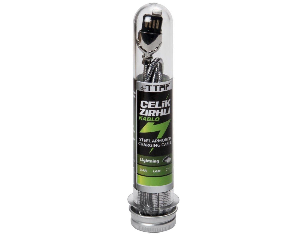 USB Lightning Steel Armored Cable Silver